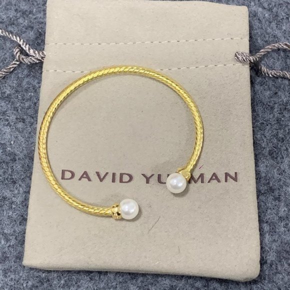 David Yurman  3mm Pearl Cable Classic Bangle - Picture 1 of 6